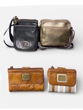 Fossil Black and Gold Crossbody Bags with Brown Wallets